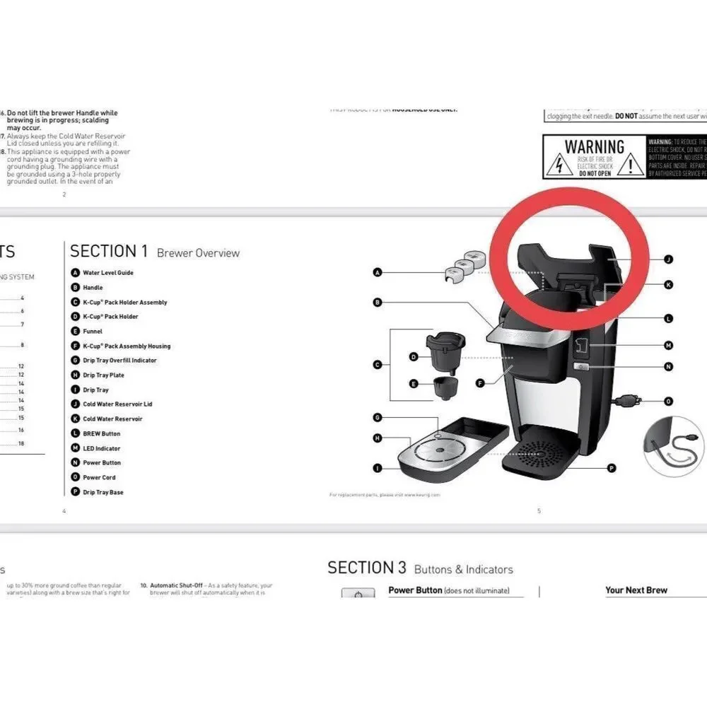 Keurig K10 Red Cold‎ Water Reservoir Lid Replacement Part